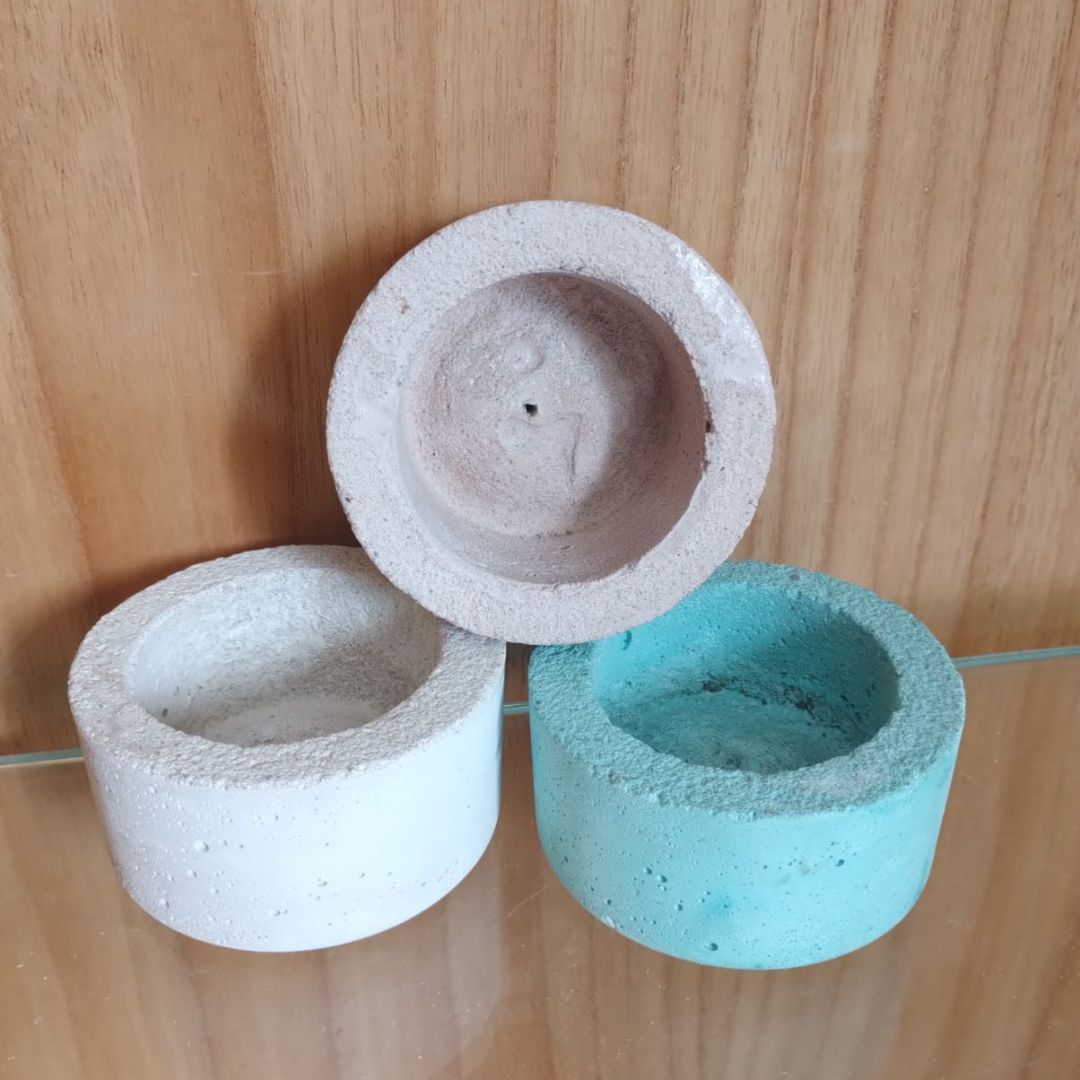 Porta Sahumerio-Vela Cemento Colores<br/> REDONDO 7 cm	